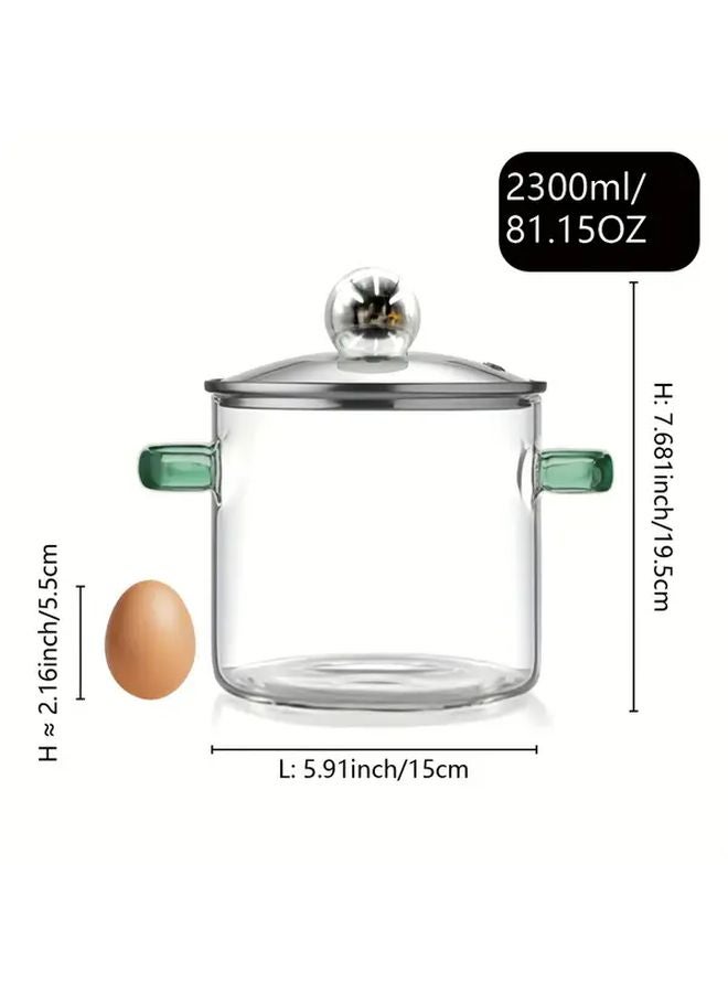 Green Glass Pot With Lid 50 3oz 1500ml Stovetop Cooking For Hotpot Soup Milk Tea - Image 4